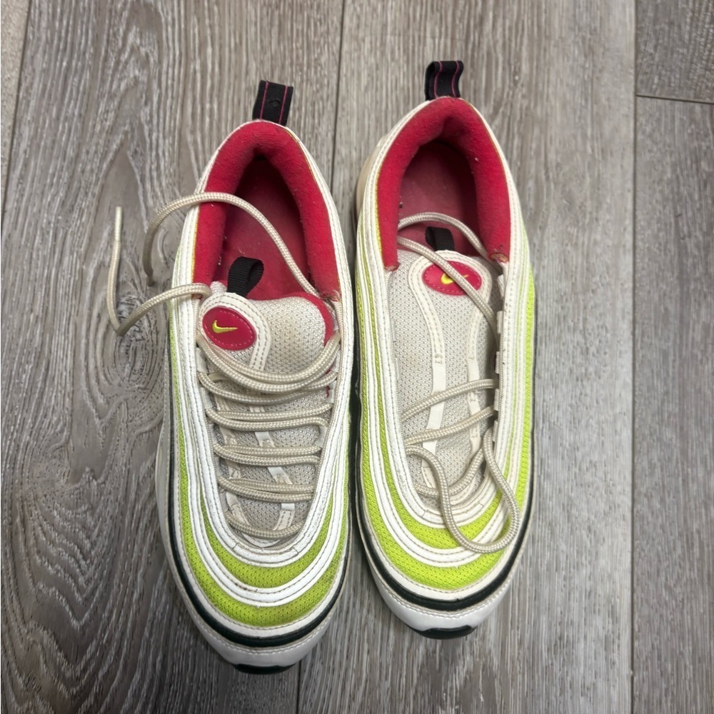 Nike air max 97  Kids White and Lime Green Sneakers